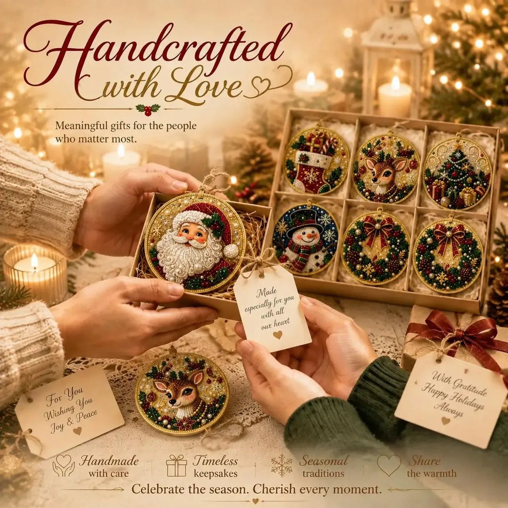 🎄🦌 6-Pack Christmas Diamond Painting Ornament Kit | Make Beautiful Hand‐Made Decorations🎁