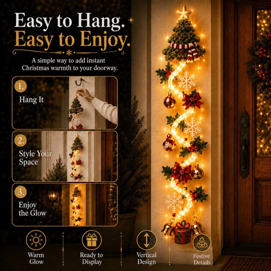 ⏳ HOT SALE 49% OFF – 🎅MerryCascadeTM Glowing Christmas Door Hanger