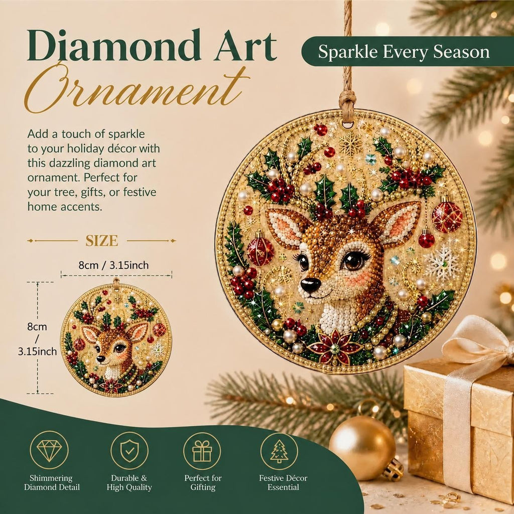 🎄🦌 6-Pack Christmas Diamond Painting Ornament Kit | Make Beautiful Hand‐Made Decorations🎁
