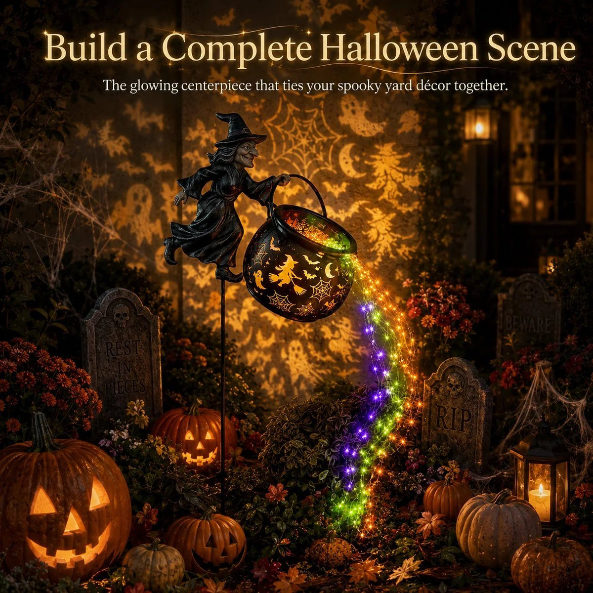 🔥HOT SALE 49% OFF🎃Halloween Witch Cauldron Garden Light